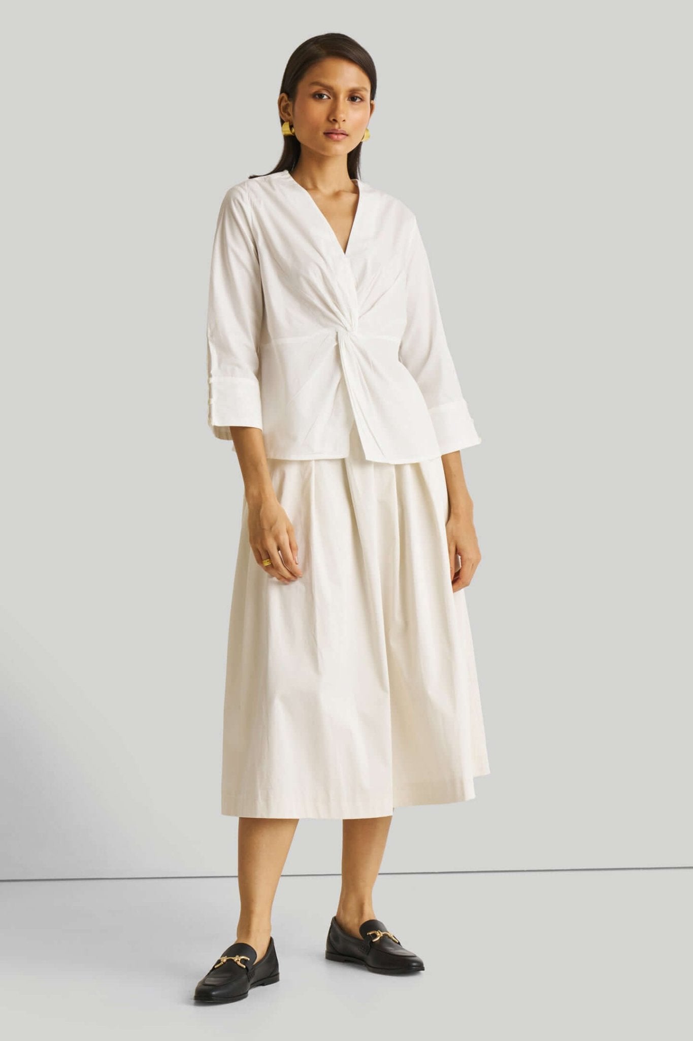 Front Twist Top in White - Elite styles