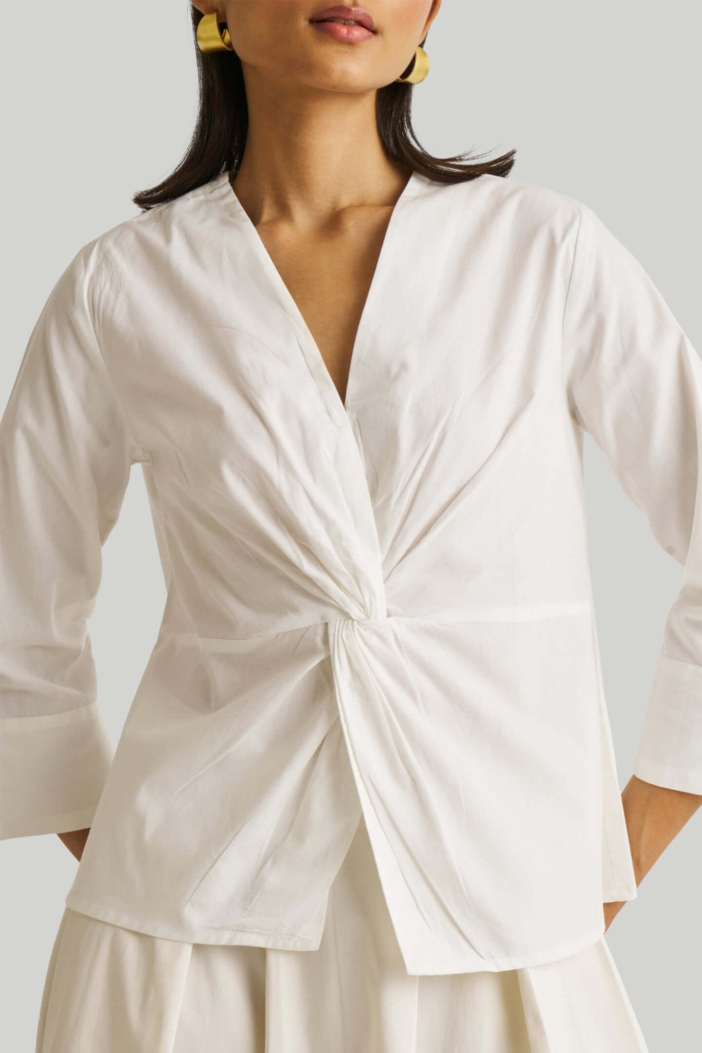 Front Twist Top in White - Elite styles