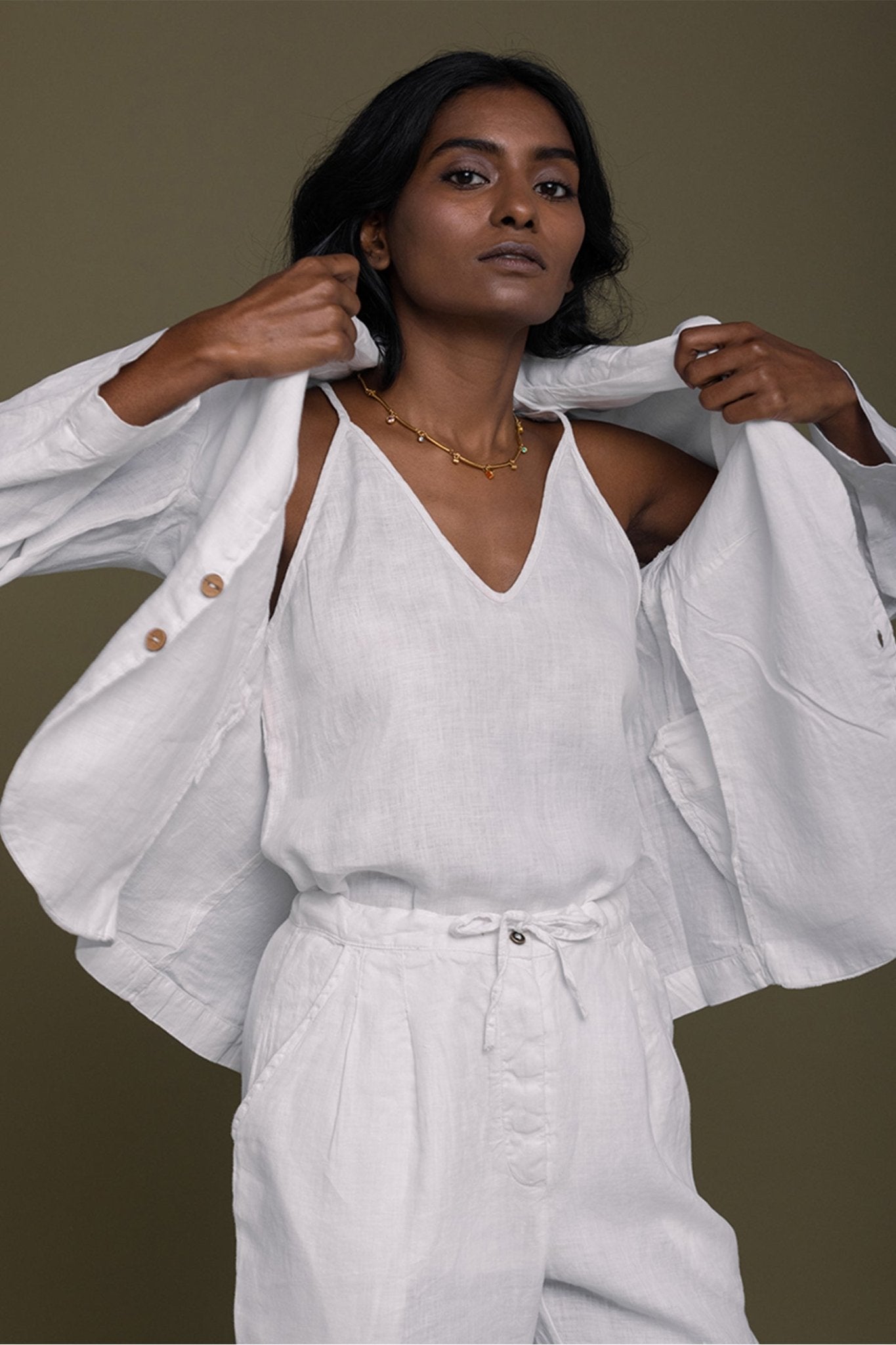 Hemp Three Piece Set in White - Elite styles