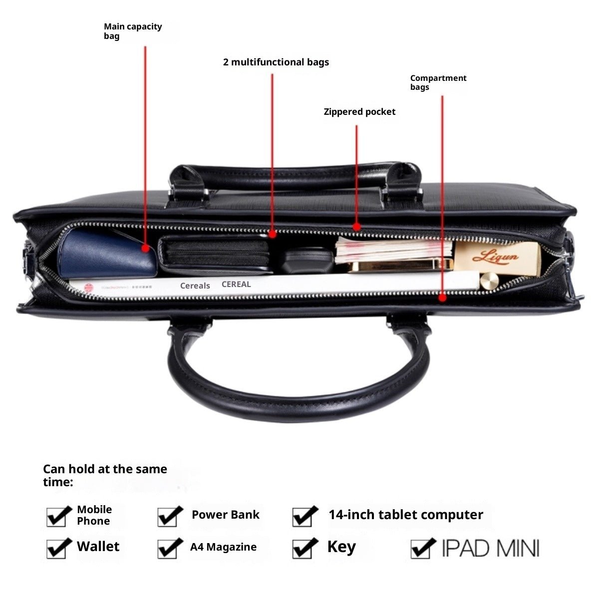 High - end Business Computer Men's Cowhide Handbag - Elite styles