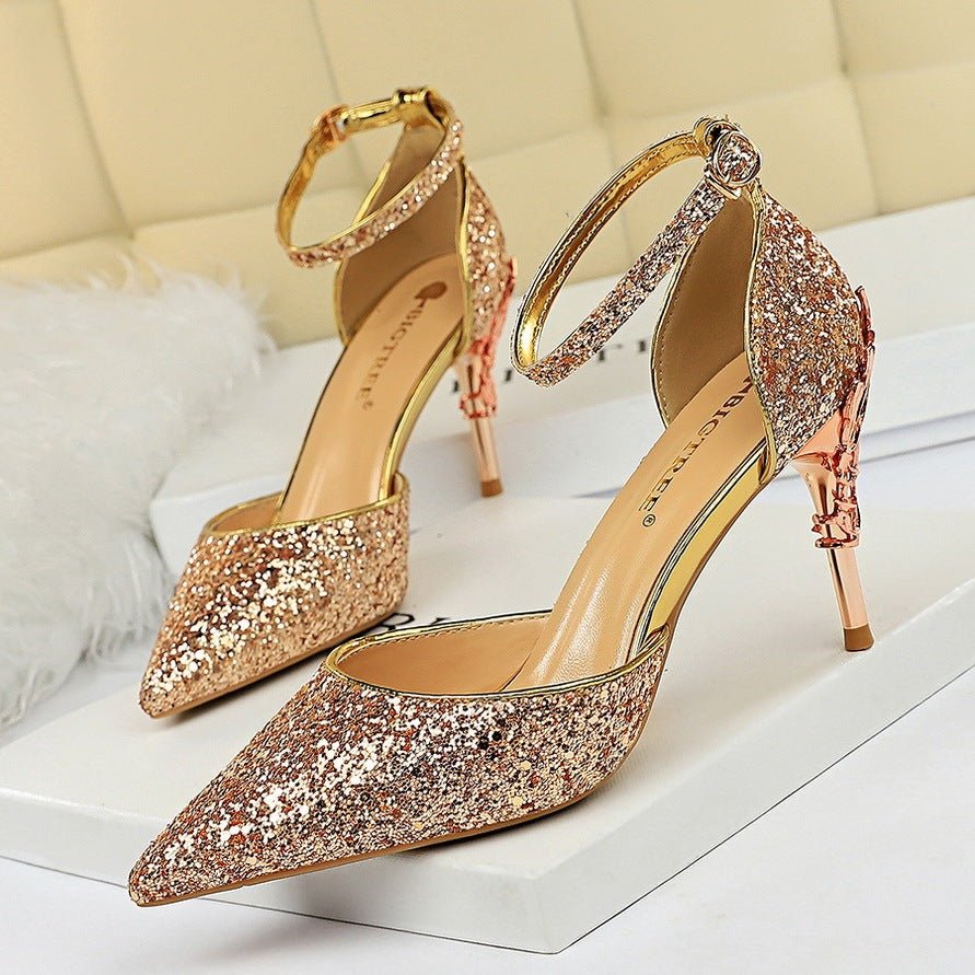 High metallic and sequined heels - Elite styles