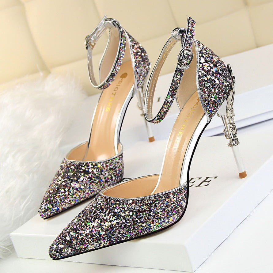 High metallic and sequined heels - Elite styles