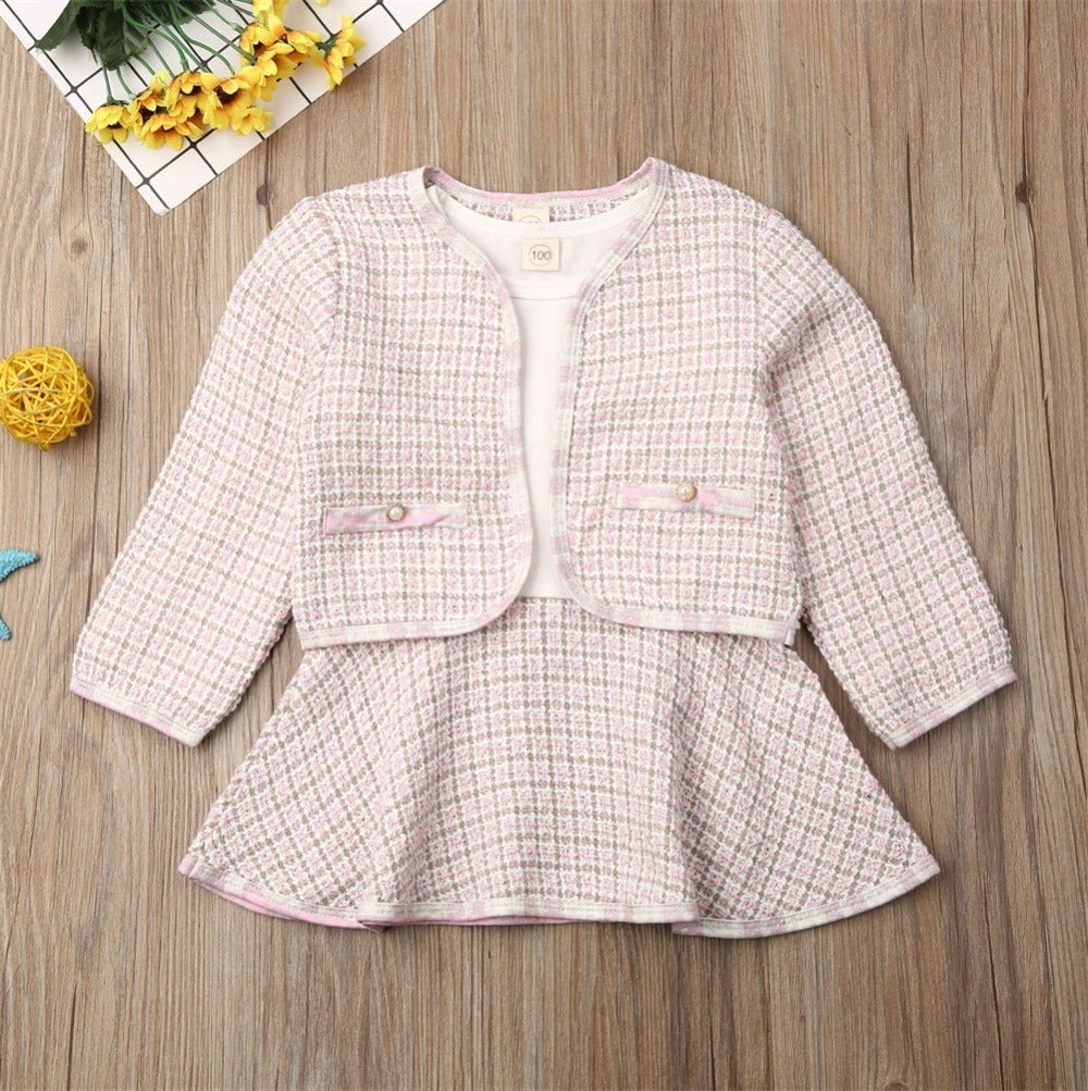 Long - sleeved Dresses Two - piece Children's Baby Small Incense Wind Suit - Elite styles