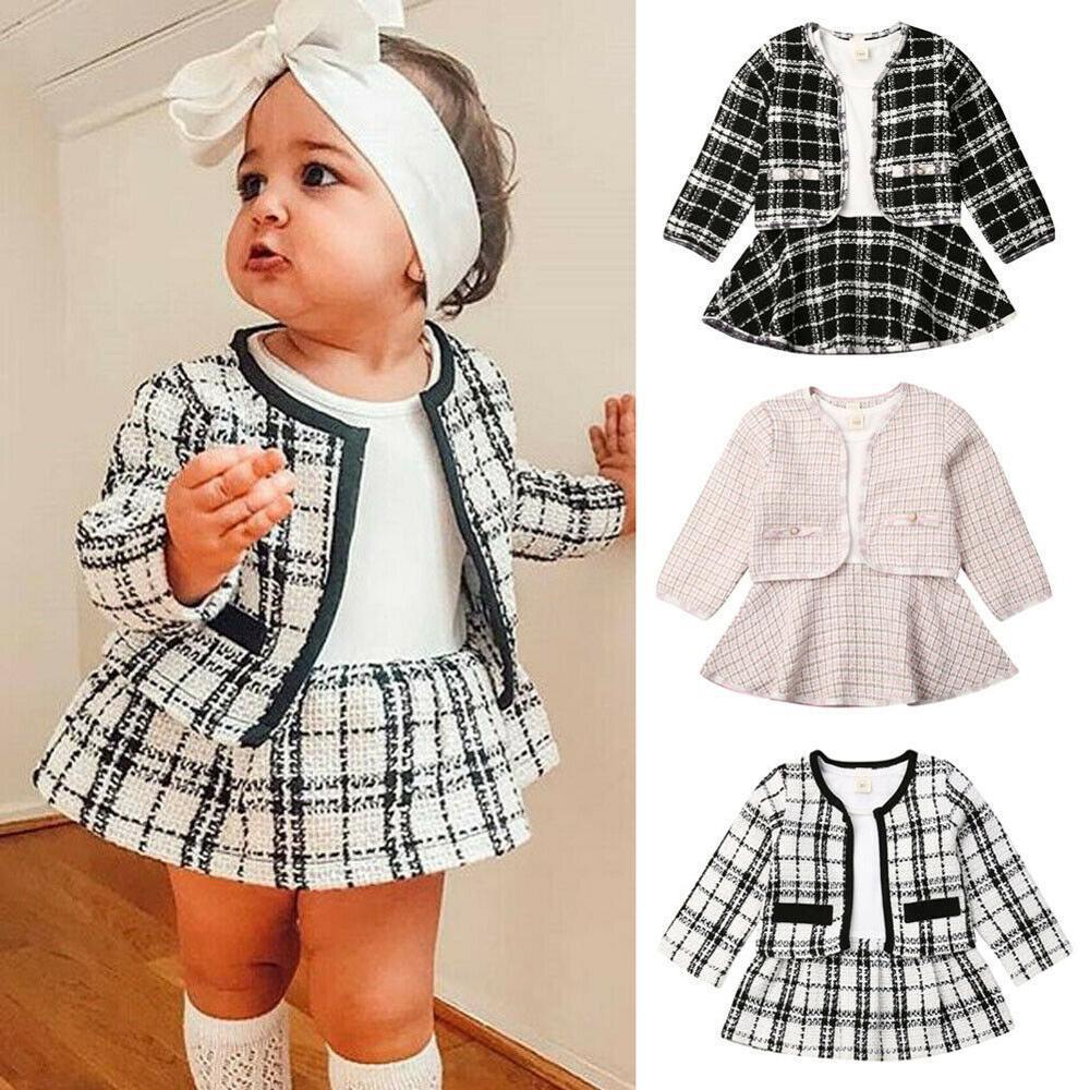 Long - sleeved Dresses Two - piece Children's Baby Small Incense Wind Suit - Elite styles