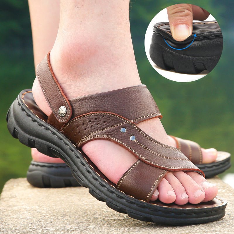 Men Sandals Summer Beach Shoes Adjustable Back Strap Design Slippers Slides - Elite styles