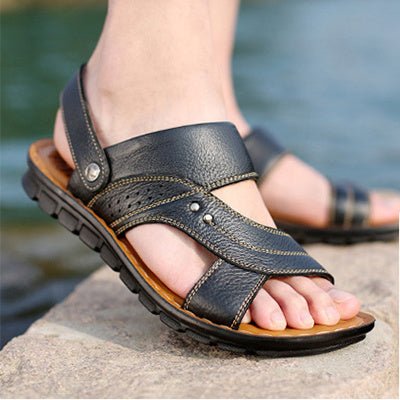 Men Sandals Summer Beach Shoes Adjustable Back Strap Design Slippers Slides - Elite styles