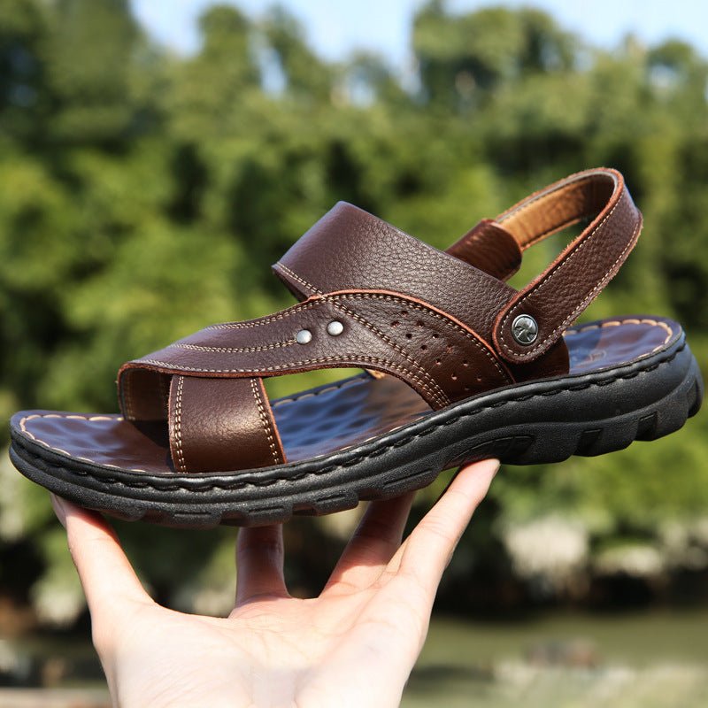 Men Sandals Summer Beach Shoes Adjustable Back Strap Design Slippers Slides - Elite styles