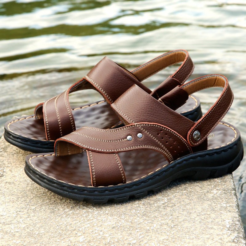 Men Sandals Summer Beach Shoes Adjustable Back Strap Design Slippers Slides - Elite styles