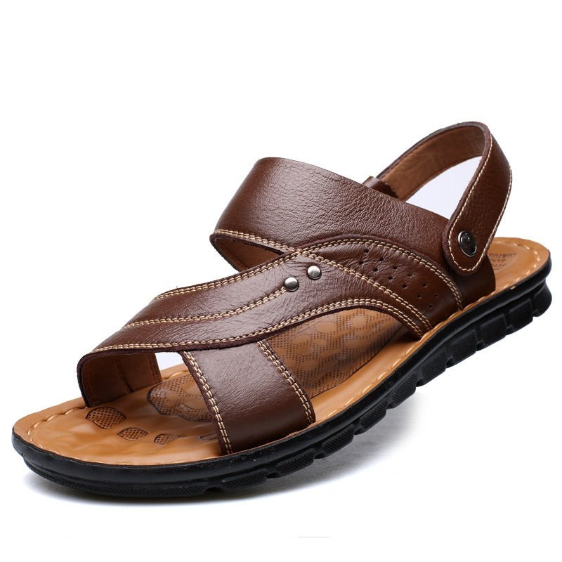 Men Sandals Summer Beach Shoes Adjustable Back Strap Design Slippers Slides - Elite styles