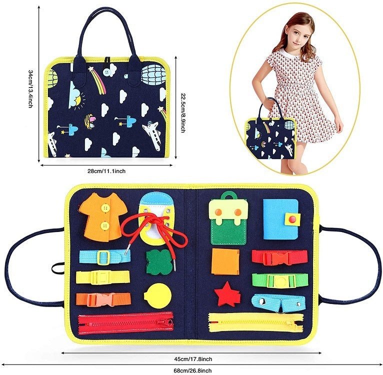 New Busy Book Children's Busy Board Dressing And Buttoning Learning Baby Early Education Preschool Sensory Learning Toy - Elite styles