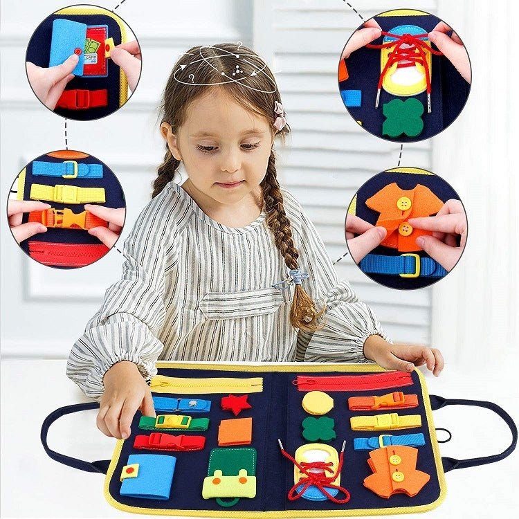 New Busy Book Children's Busy Board Dressing And Buttoning Learning Baby Early Education Preschool Sensory Learning Toy - Elite styles