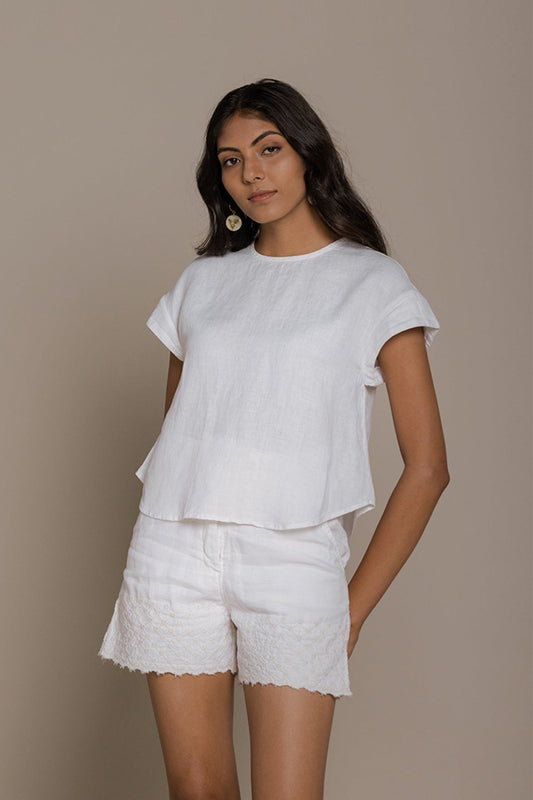 Sandcastle Saturdays Top in White - Elite styles