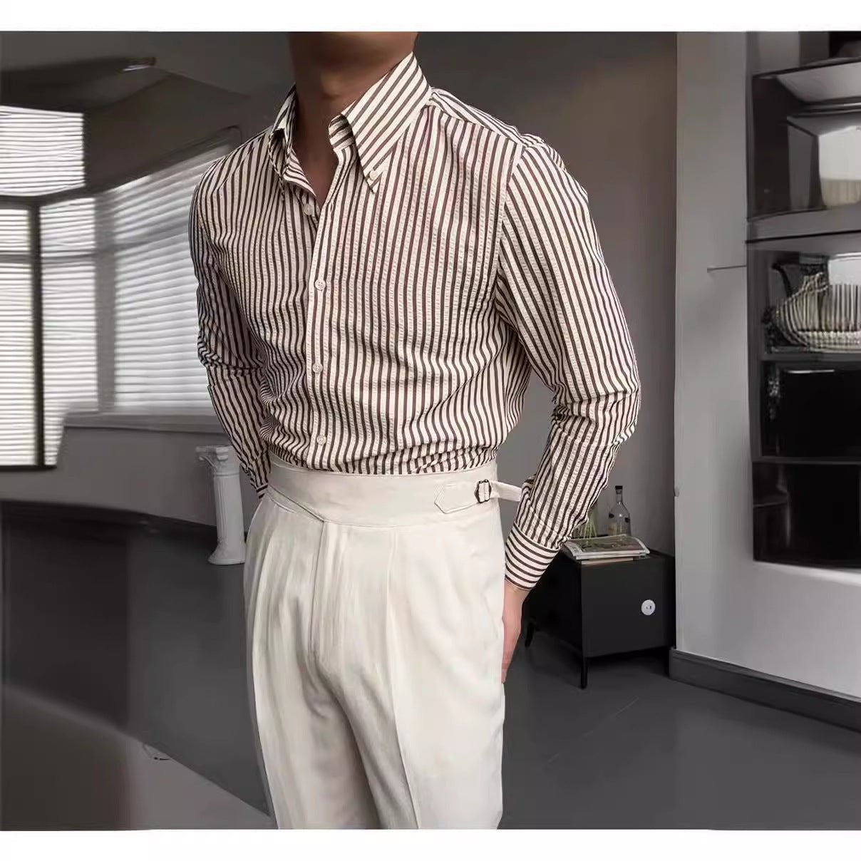 Spring Seersucker Series Shirt Men - Elite styles