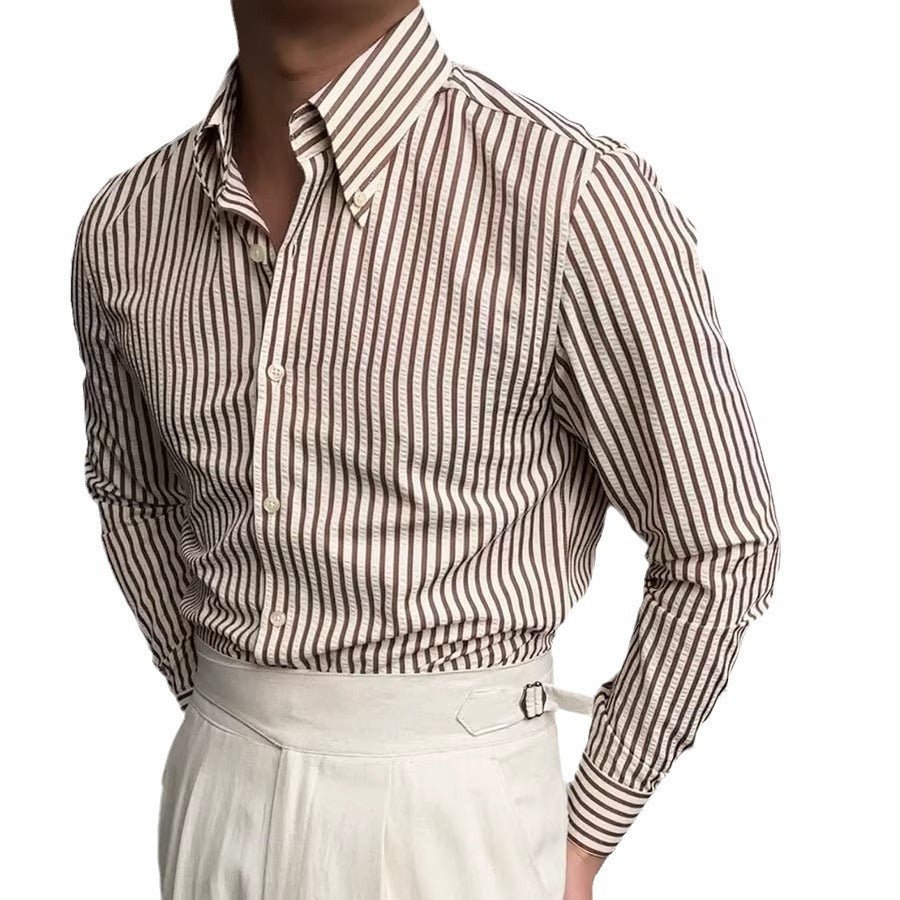 Spring Seersucker Series Shirt Men - Elite styles
