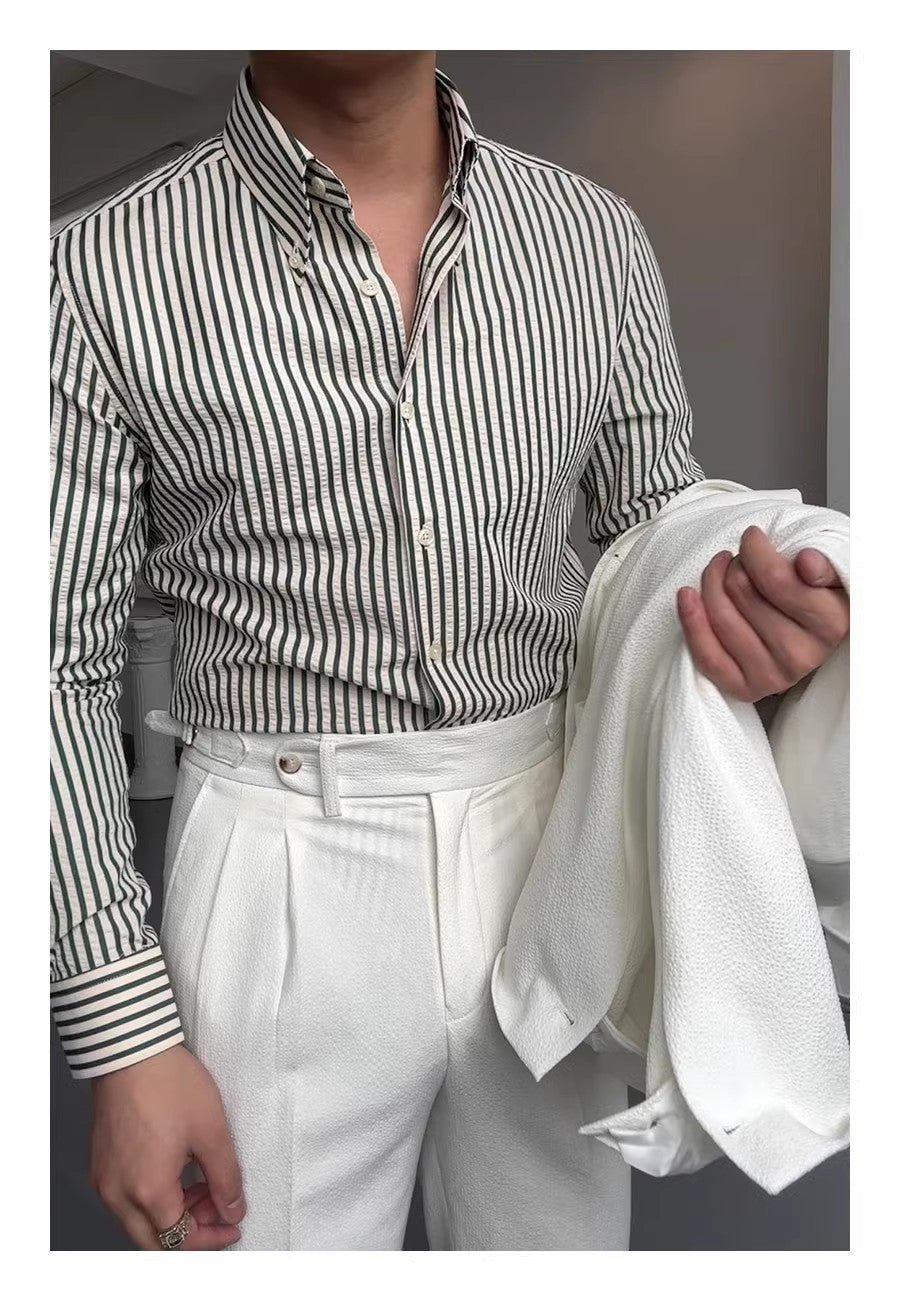 Spring Seersucker Series Shirt Men - Elite styles