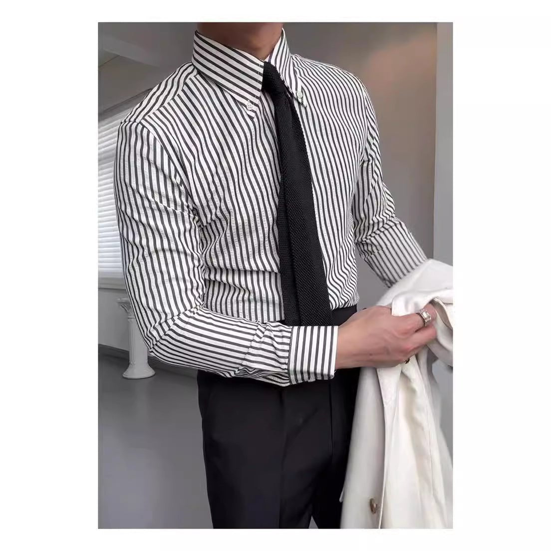 Spring Seersucker Series Shirt Men - Elite styles