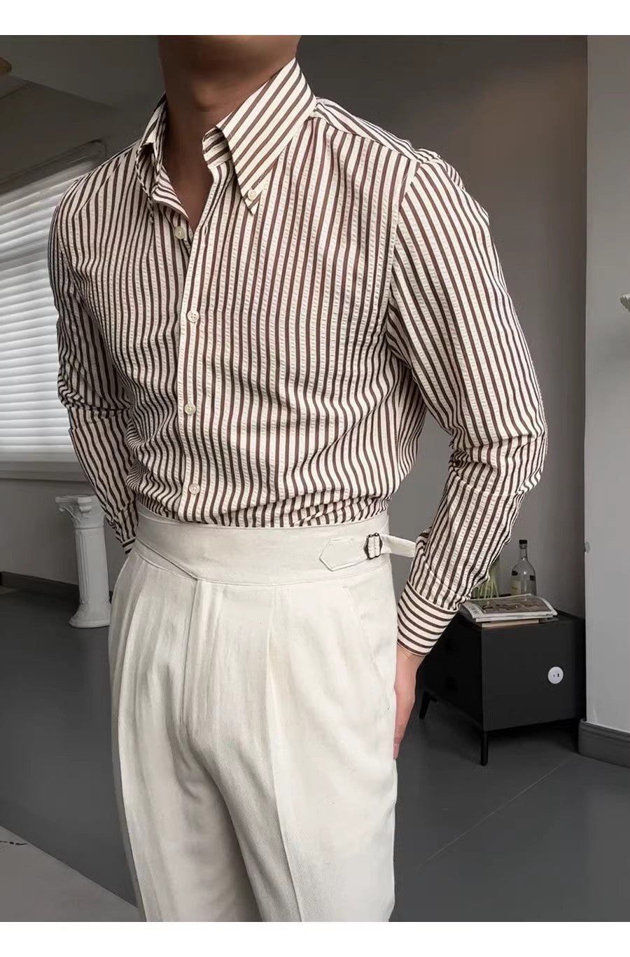 Spring Seersucker Series Shirt Men - Elite styles