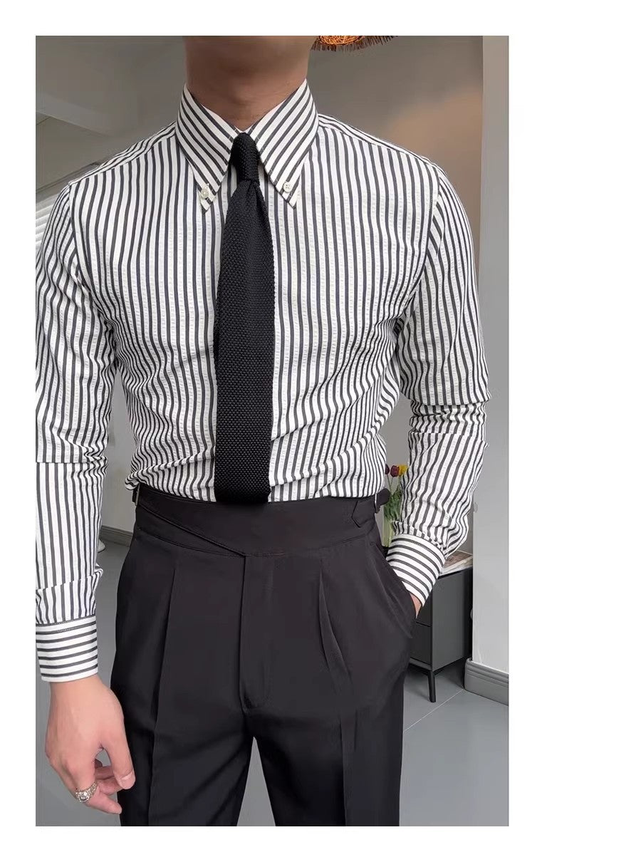 Spring Seersucker Series Shirt Men - Elite styles