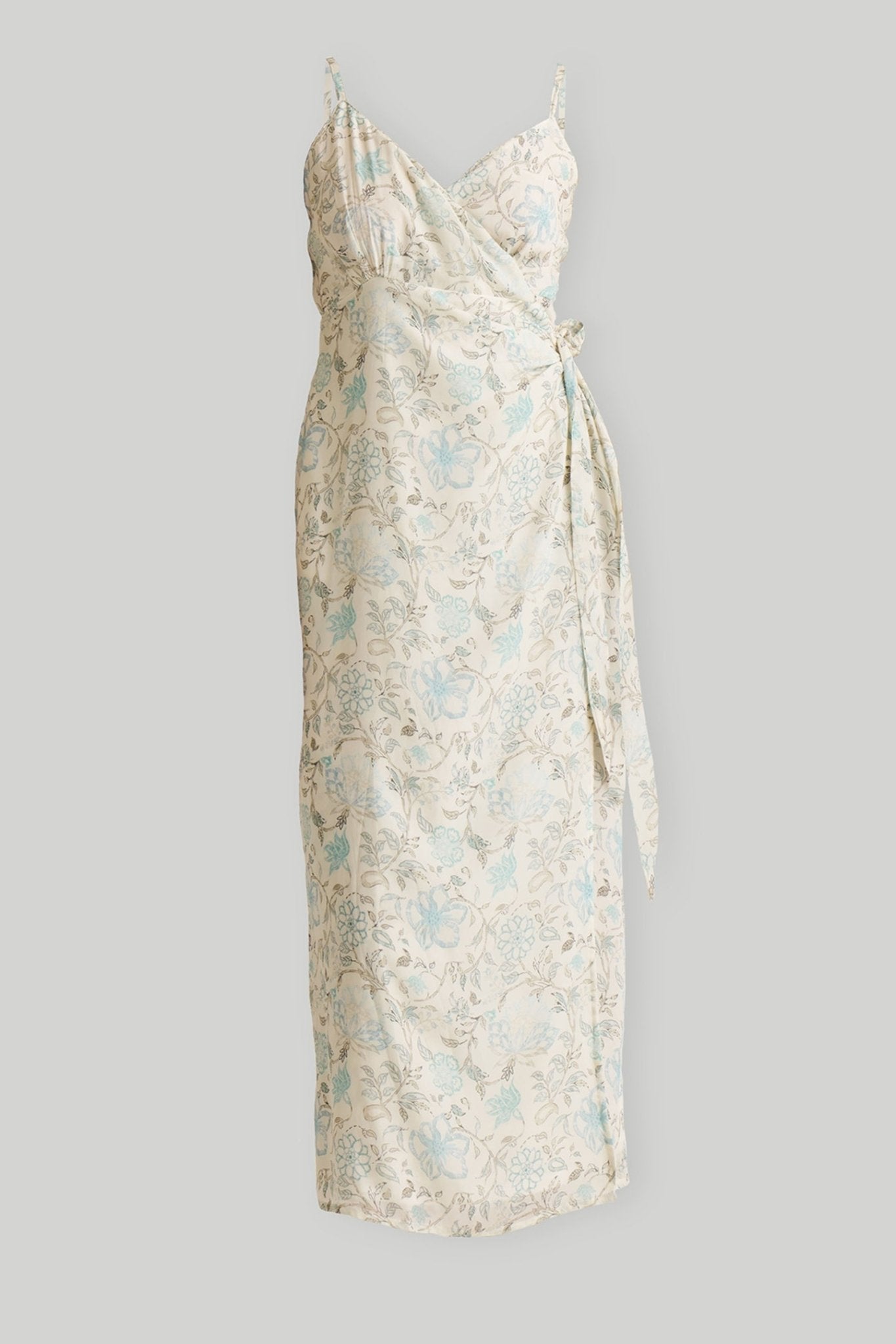 Strappy Wrap Dress in Blue Florals - Elite styles