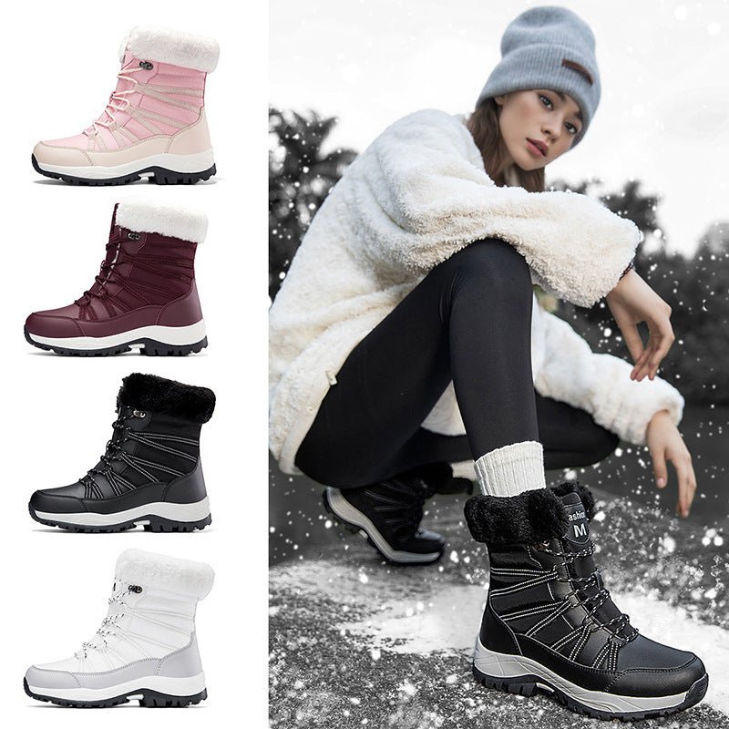 Winter Fleece - lined Thicker Non - slip Cotton - padded Shoes Outdoor Middle Boots for WOMEN'S - Elite styles